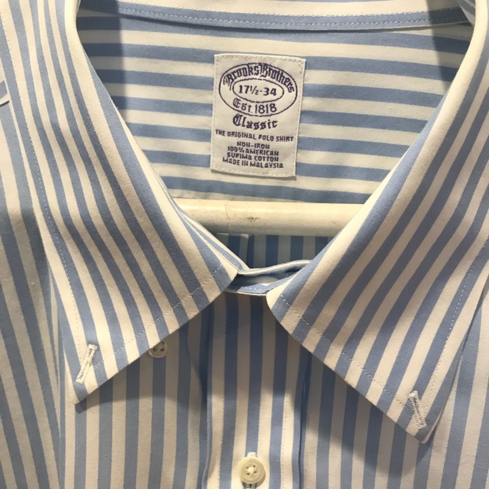 Brooks Brothers Striped Blue Shirt 17 1/2 - 34